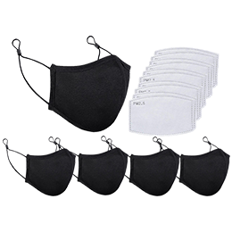 A 5 pack of reusable face masks with 10 filters.