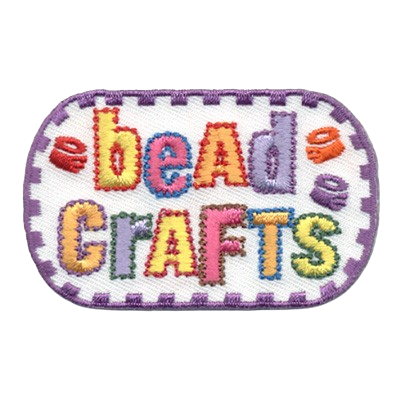 The words Bead Crafts are surrounded by a few beads.