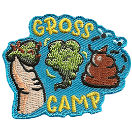 The words gross camp are around a toe with fungus, poop and gas.