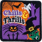 Spiders, ghosts, witches, and bats decorate this Halloween-themed meeting plan crest.