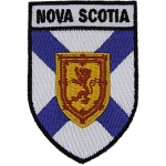 The words Nova Scotia sit above the Nova Scotia flag in the shape of a shield.