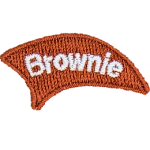 A brown flame with the word Brownie on it.