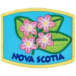 This patch displays Nova Scotia's provincial flower: the mayflower.