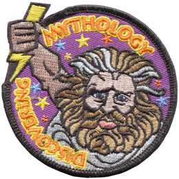 Mythology, Greece, Ancient, Zeus, Greek, Patch, Embroidered Patch, Merit Badge, Badge, Emblem, Iron On, Iron-On, Crest, Girl Scouts, Boy Scouts, Girl Guides