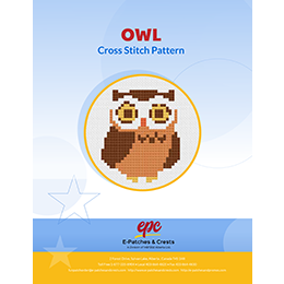This PDF booklet has a cross-stitched owl pattern on the cover.