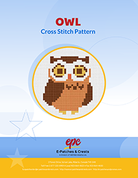 This PDF booklet has a cross-stitched owl pattern on the cover.