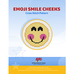 This PDF booklet has a cross-stitched Emoji Smile Cheeks patch on the cover.