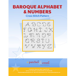This PDF booklet has a cross stitched Baroque Alphabet & Numbers on the cover.