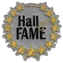 The words Hall Of Fame are circled by a gold star wreathe.