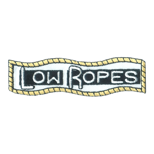 The words Low Ropes are surrounded by a rope border.