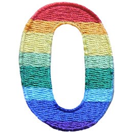 This patch is the number 0. From top down the colour changes from red to orange to yellow to light green to dark green to light blue to dark blue to purple.