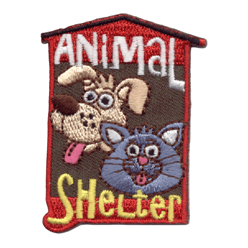 The heads of a smiling cat and dog between the words Animal Shelter.