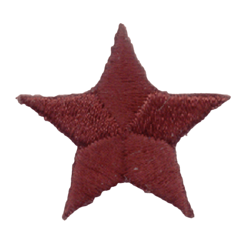 A burgundy, five-pointed star.