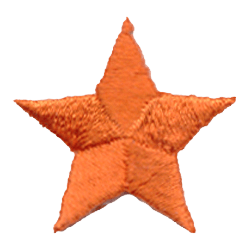A five-pointed orange star.