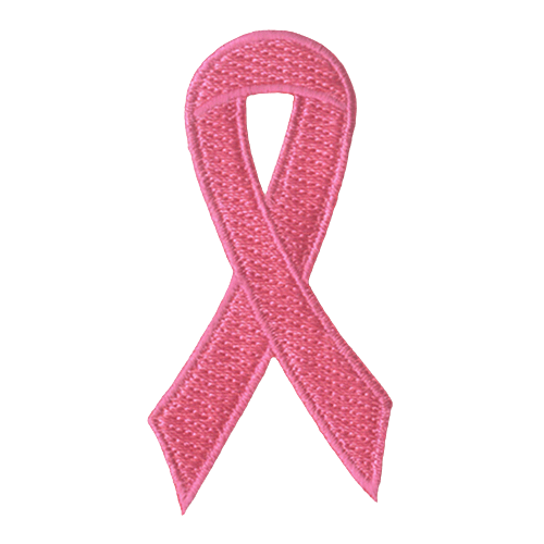 A pink ribbon with the ends crossed over.