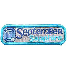 Birthstone, Stone, Birth, Sapphire, Jewel, September, Month, Patch, Embroidered Patch, Merit Badge, Iron On, Iron-On, Crest, Girl Scouts, Boy Scouts,