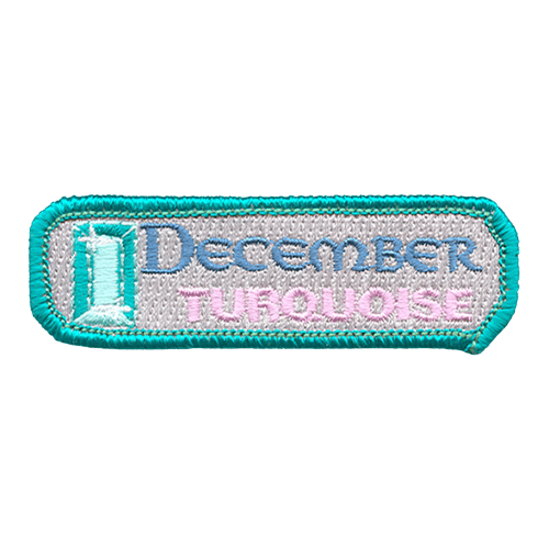 A turquoise next to the words December Turquoise.