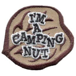 A chestnut displays the text I'm A Camping Nut on its side.