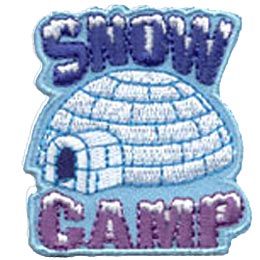 An Igloo sits in the cold surrounded by the word ''Snow'' on top and ''Camp'' underneath.