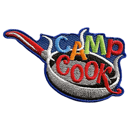 The words Camp Cook are being fried in a frying pan.