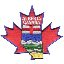 The Alberta provincial crest sits on a large maple leaf to represent Canada.