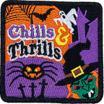 Spiders, ghosts, witches, and bats decorate this Halloween-themed meeting plan crest.