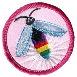 Firefly, Lightning, Bug, Rainbow, Circle, Patch, Embroidered Patch, Merit Badge, Badge, Emblem, Iron On, Iron-On, Crest, Lapel Pin, Insignia, Girl Scouts, Boy Scouts, Girl Guides