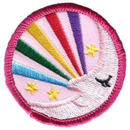 Moon, Moonlight, Rainbow, Stars, Shine, Night, Circle, Patch, Embroidered Patch, Merit Badge, Badge, Emblem, Iron On, Iron-On, Crest, Lapel Pin, Insignia, Girl Scouts, Boy Scouts, Girl Guides