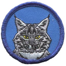 A forward-facing lynx on a blue background.