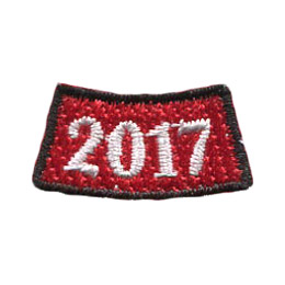 This arched rocker is a red rectangle where the middle of the rectangle dips lower than the two edges. A black laser border edges this patch and the numbers '2017' represents the year.