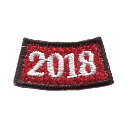 This arched rocker is a red rectangle where the middle of the rectangle dips lower than the two edges. A black laser border edges this patch, and the numbers '2018' represent the year.