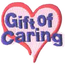 Gift, Care, Caring, Heart, Love, Patch, Embroidered Patch, Merit Badge, Badge, Emblem, Iron On, Iron-On, Crest, Lapel Pin, Insignia, Girl Scouts, Boy Scouts, Girl Guides 