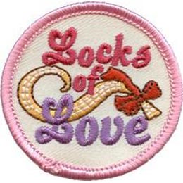Locks of Love, Hair, Comb, Brush, Scissors, Help, Patch, Embroidered Patch, Merit Badge, Crest, Girl Scouts, Boy Scouts, Girl Guides