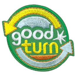 Good, Turn, Arrow, Kind, Deed, Patch, Embroidered Patch, Merit Badge, Badge, Emblem, Iron On, Iron-On, Crest, Lapel Pin, Insignia, Girl Scouts, Boy Scouts, Girl Guides