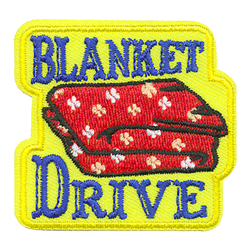 A red blanket with small white stars represents participation in a Blanket Drive