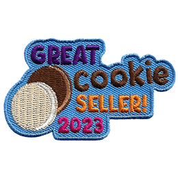 The words Great Cookie Seller! 2023 are next to two cookies.