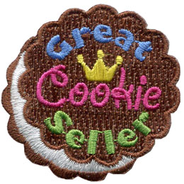 Cookie, Great, Seller, Award, Patch, Embroidered Patch, Merit Badge, Badge, Emblem, Iron On, Iron-On, Crest, Lapel Pin, Insignia, Girl Scouts, Boy Scouts, Girl Guides