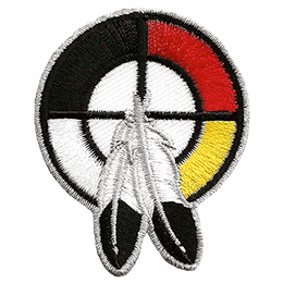 A healing circle with two feathers.