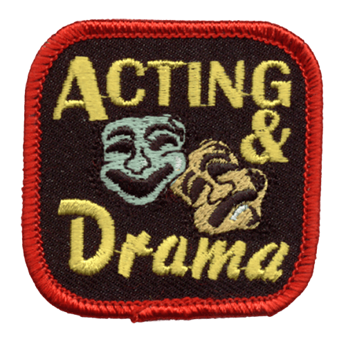 The Comedy and Tragedy masks are surrounded by yellow text of Acting and Drama.