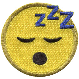 A yellow circle forms a sleeping face with closed eyes, an open mouth, and three Zs decorating the top.