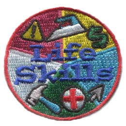 Life, Skills, Iron, Money, Health, Hammer, Caution, Internet, Patch, Embroidered Patch, Merit Badge, Badge, Emblem, Iron On, Iron-On, Crest, Lapel Pin, Insignia, Girl Scouts, Boy Scouts, Girl Guides