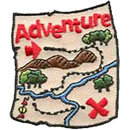 Adventure Map, Treasure, Map, Pirate, Orienteering, Patch, Embroidered Patch, Merit Badge, Crest, Girl Scouts, Boy Scouts, Girl Guides