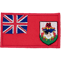 A red flag with the Union Jack and Bermuda crest on it.