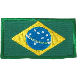Brazil, Brasilia, Flag, Country, Patch, Embroidered Patch, Merit Badge, Iron On, Iron-On, Crest, Girl Scouts