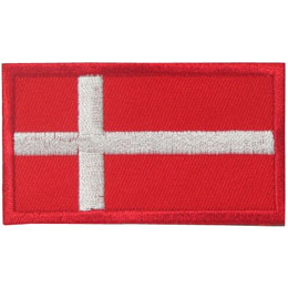 A white Scandinavian cross sections the red background into four squares.