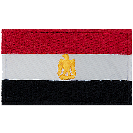 Three horizontal stripes of red, white and black, with a gold eagle in the center.