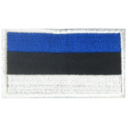This flag is composed of three horizontal bars. Starting from the top they are blue, black and white.