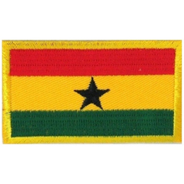 This flag is composed of three horizontal bars with a black star in the center. From top to bottom the bars are: red, yellow, and green in colour.