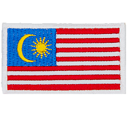 14 red and white stripes with a dark blue canton containing a yellow crescent and star.