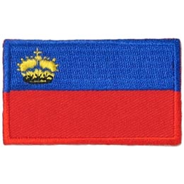 Liechtenstein, Blue, Red, Crown, Principality,Flag, Country, Patch, Embroidered Patch, Merit Badge, Iron On, Iron-On, Crest, Girl Scouts